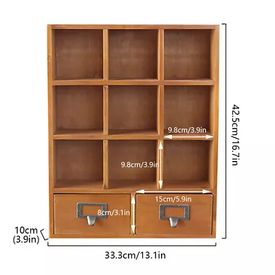 9-Cube 2 Drawers Pine Storage Organizer Display Cubby-style Shelf Brown • $34.20