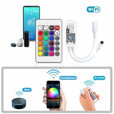 5 Pin RGBW LED Strip Lights Bluetooth WiFi Remote Controller Alexa Google Home • $18.01