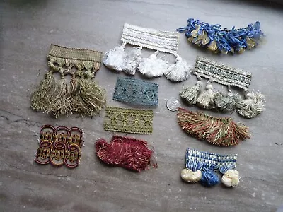 10 Lot Vintage Silk Fringe Trim Tassels Cord Samples Quilts Crafts Journal NEW • $9.99