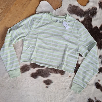 £15 • Buy Vans Green Stripe Long Sleeve Crop Top Medium