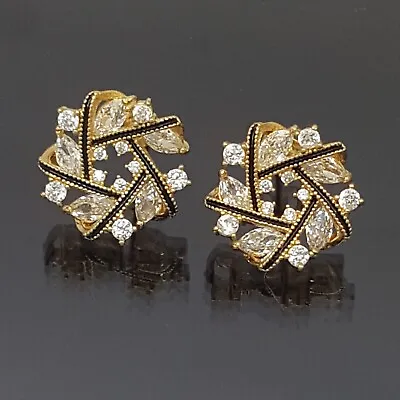 £16.08 • Buy 18K Gold Filled Stunning Italian Cluster Diamond 18ct GF Stud Earrings 15mm