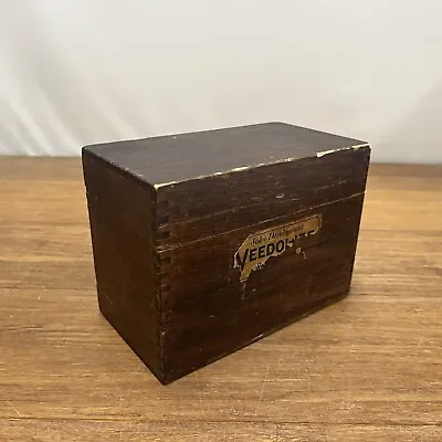Vintage Weis Wood Dovetail Recipe Box W/ Dividers Aintque Oak Brass Hinge 6  X4  • $18.36