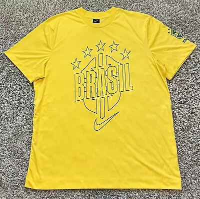 $20.16 • Buy Nike CBF Brazil Brasil Soccer T-Shirt Mens 2XL Crew Neck Short Sleeve Yellow