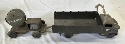 Vintage 1950'S Marx Lumar US Army Truck With Spotlight Trailer • $109.99