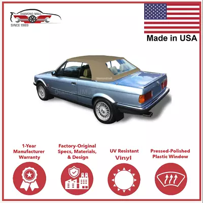 Fits BMW 3-Series E30 Convertible Soft Top & Plastic Window 1986-93 TAN Twill • $197.10