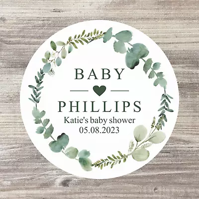 48 X Baby Shower Stickers Personalised Babyshower Favour Baby Name Thank You • £3.50