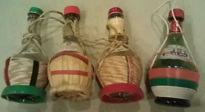 RARE VTG Lot 4 Italy CA Wicker Mini Empty Wine Bottles Salt Shakers Ornaments • $14.95