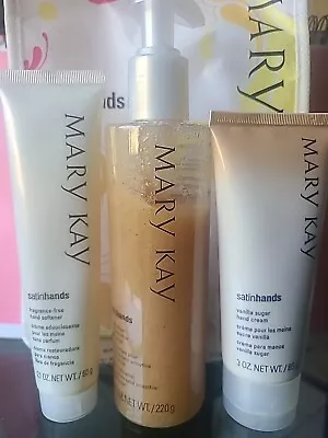 NEW MARY KAY 3 PIECE PAMPERING SATIN HANDS SET Vanilla Sugar Full Size Free Ship • $31.49