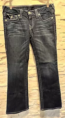 EUC Women's TRUE RELIGION World Tour Becky Jeans Bootleg Dark Rinse Size 30 • $29.99