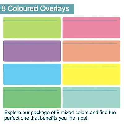 8 Dyslexia Coloured Reading Overlays & Protective Case - ADHD Irlen Syndrome • £5.23