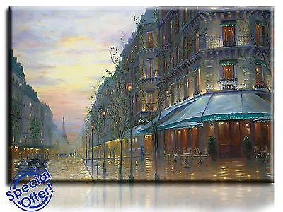 Large Wall Art Canvas Picture Print Of Cafe De Paris Framed • £27.99