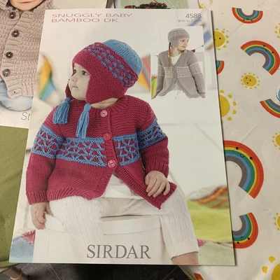 £3 • Buy Snuggly Baby Bamboo DK 4588 Cardigan And Helmet Knitting Pattern