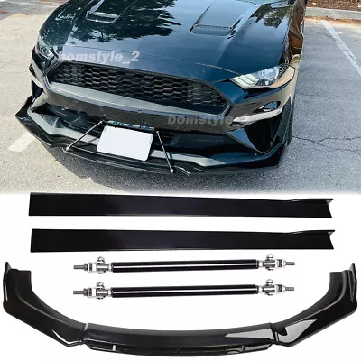 Front Bumper Lip Spoiler Splitter /Side Skirt /Strut Rods For Ford Mustang GT • $165.11