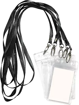 Lanyard With ID Holder 50 Pcs Waterproof Name Tag Vertical Badge ID Card Holders • $33.81