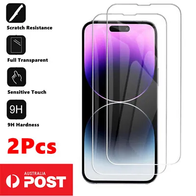 $7.89 • Buy 2X Tempered Glass Screen Protector For IPhone 14 13 12 11 Pro Max 7 8 PLUS X XR