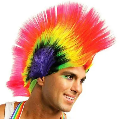 $18.99 • Buy Rave Punk Rainbow Mohawk Wig