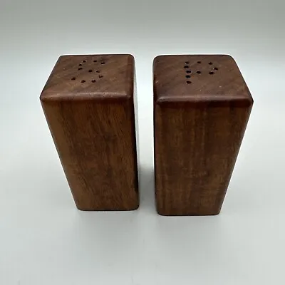 Handcrafted Hawaii Koa Wood Salt & Pepper Shaker Set Artist Signed Modern Mod • $59