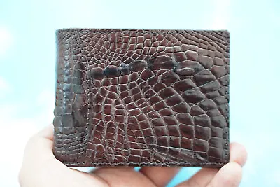 Brown Real Alligator Crocodile Leather Skin Men's Money Clip Bifold Wallet #V1 • $39.50