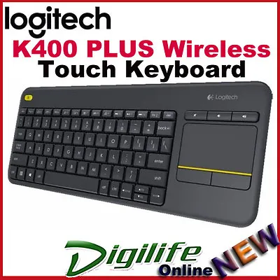 Logitech K400 Plus WirelessTouchPad Keyboard Unifying For PC-to-TV Control • $75