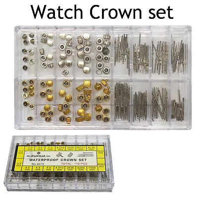 Waterproof Watch Crown Set Winding Stem Parts Set In Box Axis Winder Repair Tool • £18.54