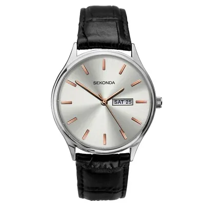 Sekonda Mens Watch With Silver Dial And Black Leather Strap 1686 • £24.99
