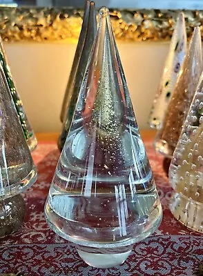 Authentic Vtg Murano Italian Glass Christmas Tree With Gold Aventurine + Sticker • $80