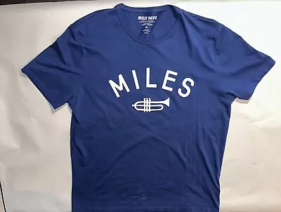Miles Davis Lucky Brand Trumpet T Shirt Mens XL Blue • $10
