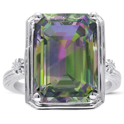 10 Carat Mystic Topaz Ring With Two Diamonds • $49.99