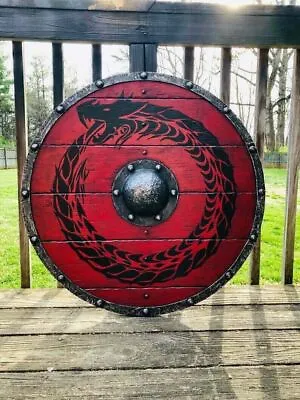 £102.70 • Buy Wooden Viking Shield Medieval Weapons Battle Larp Armor Cosplay Home Wall Decor