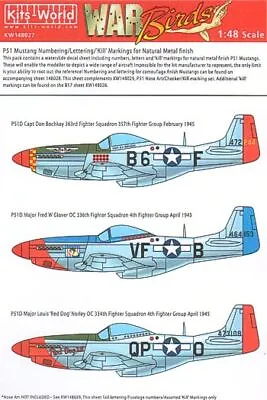 Kits-World KW148027 1:48 North-American P-51D Mustang General Numbering & Letter • £6.75