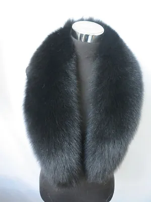100% Real Fox Fur Collar Neck Wrap /scarf Black Unisex Jacket Collar 100*17cm  • $52