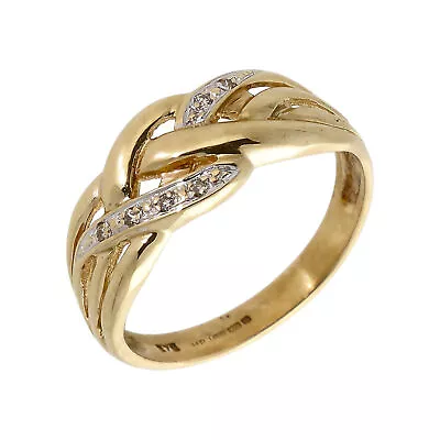 Pre-Owned 9ct Yellow Gold Diamond Set Woven Dress Ring Size: S½ 9ct Gold • $309.20