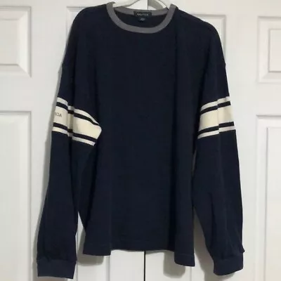 Men’s Nautica Long Sleeve Knit Shirt Size XL.  Blue And White Striped Arms • $15.19