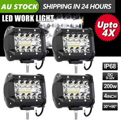 4x 4inch 200W LED Work Lights Spot Flood Light Bar Reverse 4WD 12V 24V OZ • $20.81