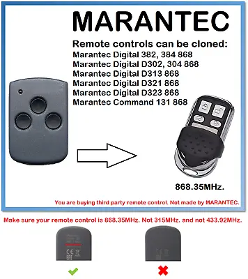MARANTEC Digital D313 868 Universal Remote Control Duplicator 868.35MHz • $10.04