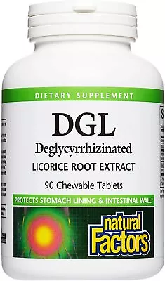 £17.99 • Buy Natural Factors DGL Deglycyrrhizinated Licorice Root Extract 90 Chewable Tabs