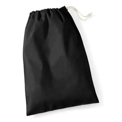 Drawstring Laundry Bag Eco Cotton Plain Reusable Storage Washing Gym Bag Black • £2.53