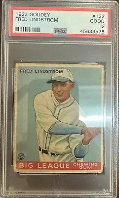 1933 Goudey #133 Fred Lindstrom PSA 2 RC Rookie Pirates • $62