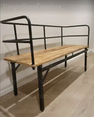 £159.90 • Buy Vintage Industrial Bench Metal Dining Chair 2 Seater Hallway Kitchen Rustic Seat