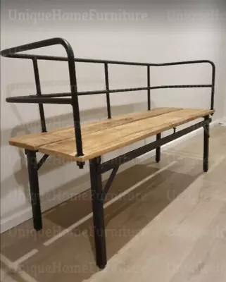 £159.90 • Buy Vintage Industrial Bench Metal Dining Chair 2 Seater Hallway Kitchen Rustic Seat