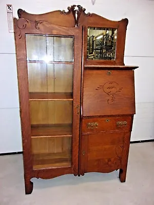 Antique Oak Side By Side Secretary Desk-orginal Finish-selling Out • $1095