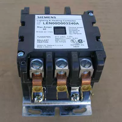 New Siemens LEN00D003240A 60 Amp 3 Pole Lighting Contactor Open • $199.97