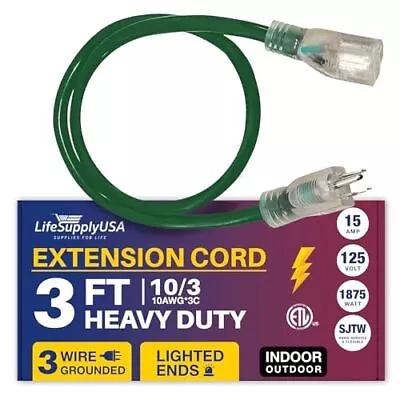 3ft Power Extension Cord Outdoor & Indoor - Waterproof Electric Drop Cord Cab... • $25.19