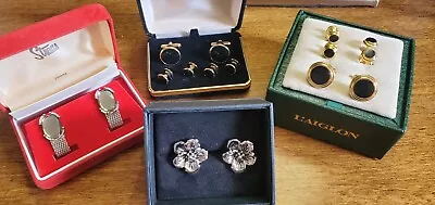 Vintage Mens Cufflink Lot Of 4 Sets Silver And Gold Tone Swank Formal Wear  • $19.99