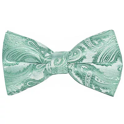 New Men's Straight Cut Formal Bow Tie Paisley Microfiber Pre-tied Bowtie Only • $10.35