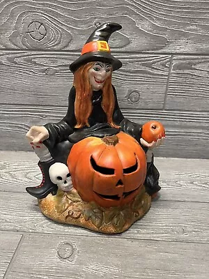 Vintage Halloween Witch Jack O' Lantern Pumpkin 11.5” Scioto Ceramic Mold 1979 • $38.99