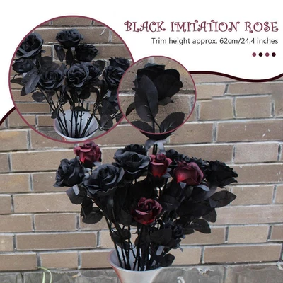 $3.14 • Buy Black Artificial Rose Flower For Wedding Decoration Day Gifts Valentine's R2W8