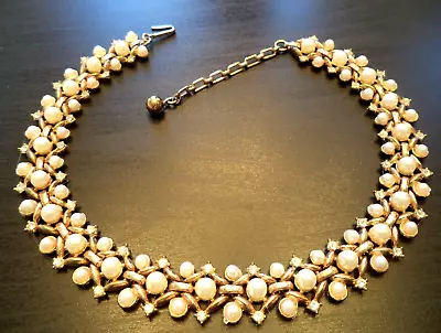 *rare* Vintage Signed Crown Trifari Rhinestone & Pearl 16 1/4  Necklace!!! G737 • $2.25