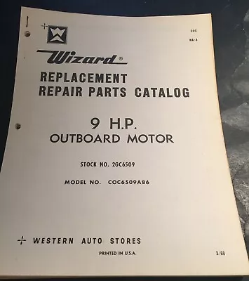 Printed 3-1968 Wizard Outboard Motor 9 Hp Parts Manual (401)  • $15.99