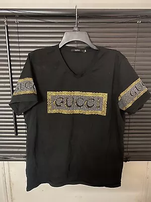 Gucci Man T Shirt Black And Gold V Neck • $275